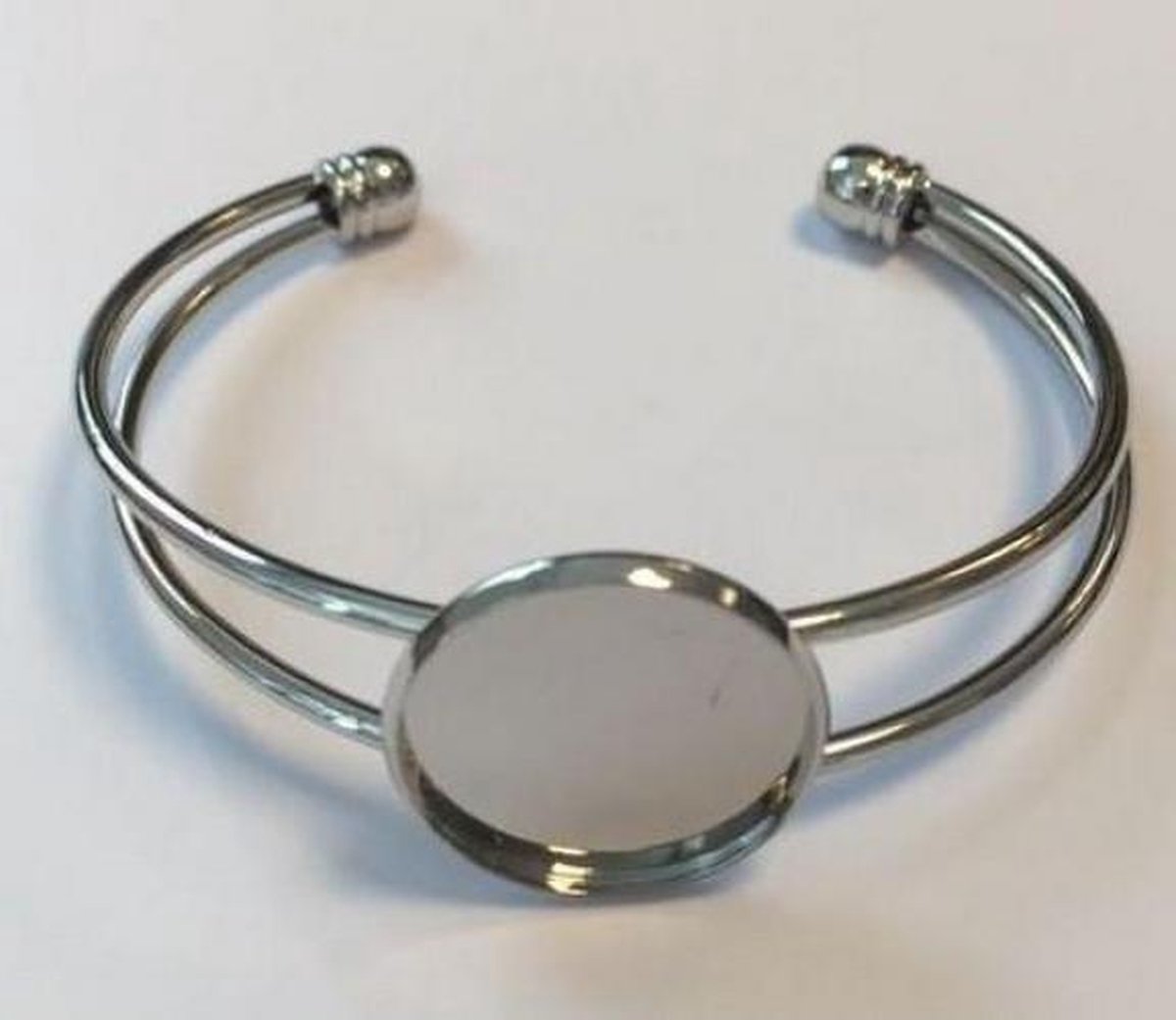 Open Bracelet with 20mm top, Platinum