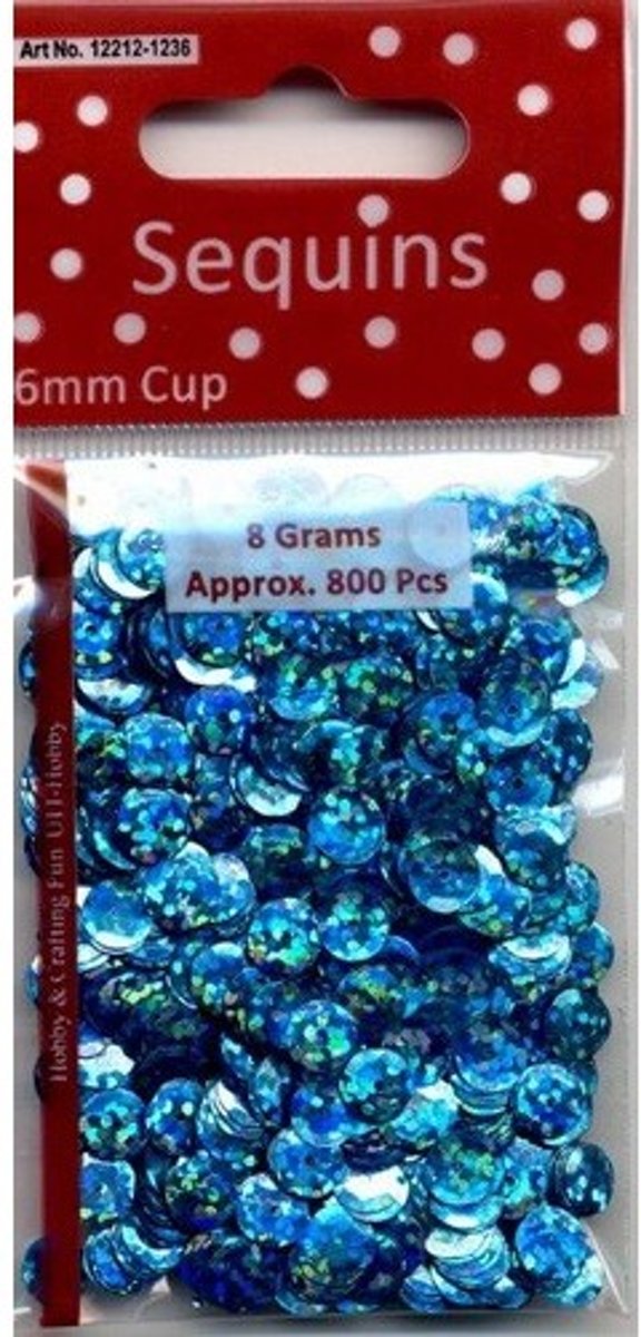 Pailletten facon hologram turkoois 6 milimeter 8 Gram 800 stuks