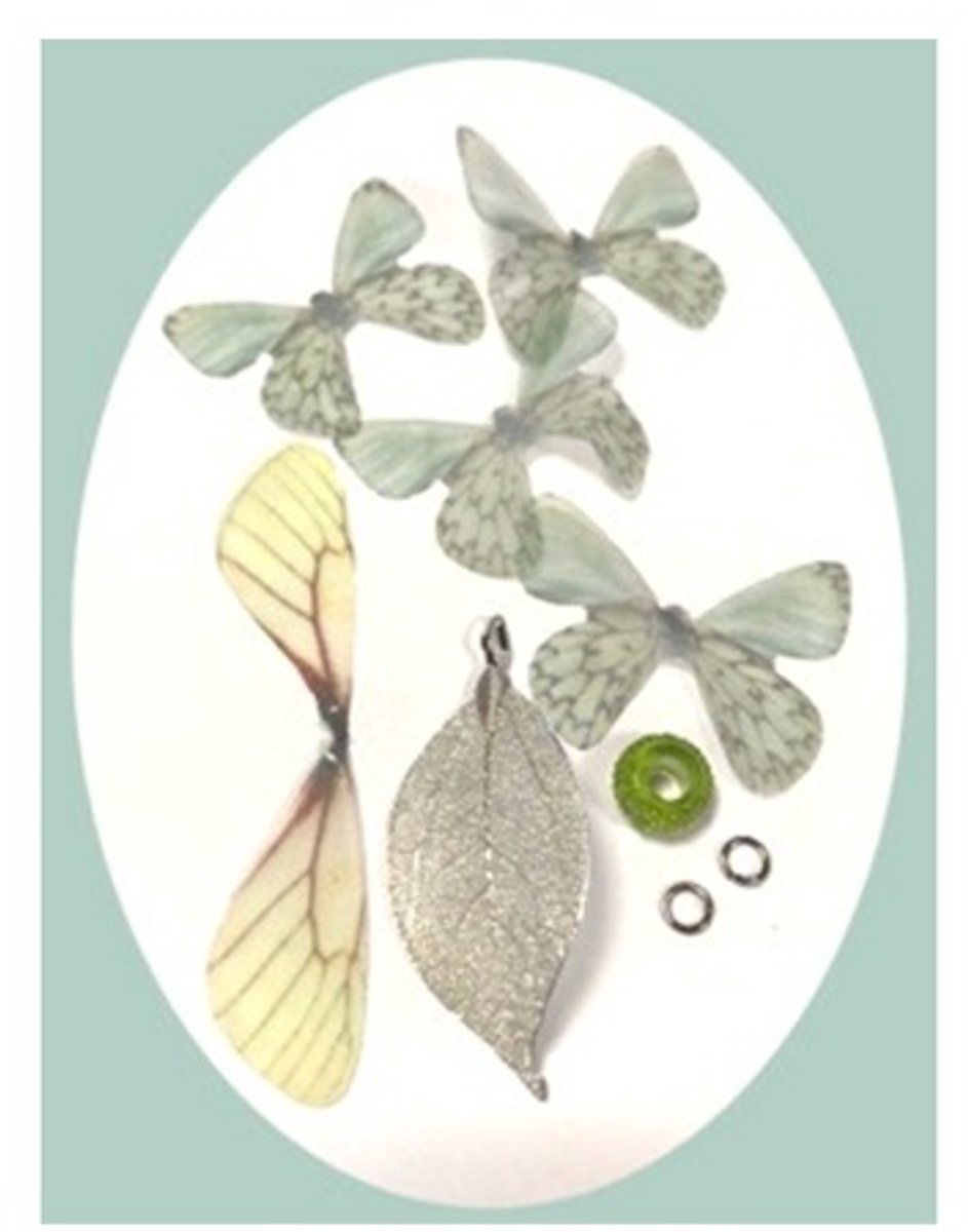 Real Leaves & Organza Butterflies Set
