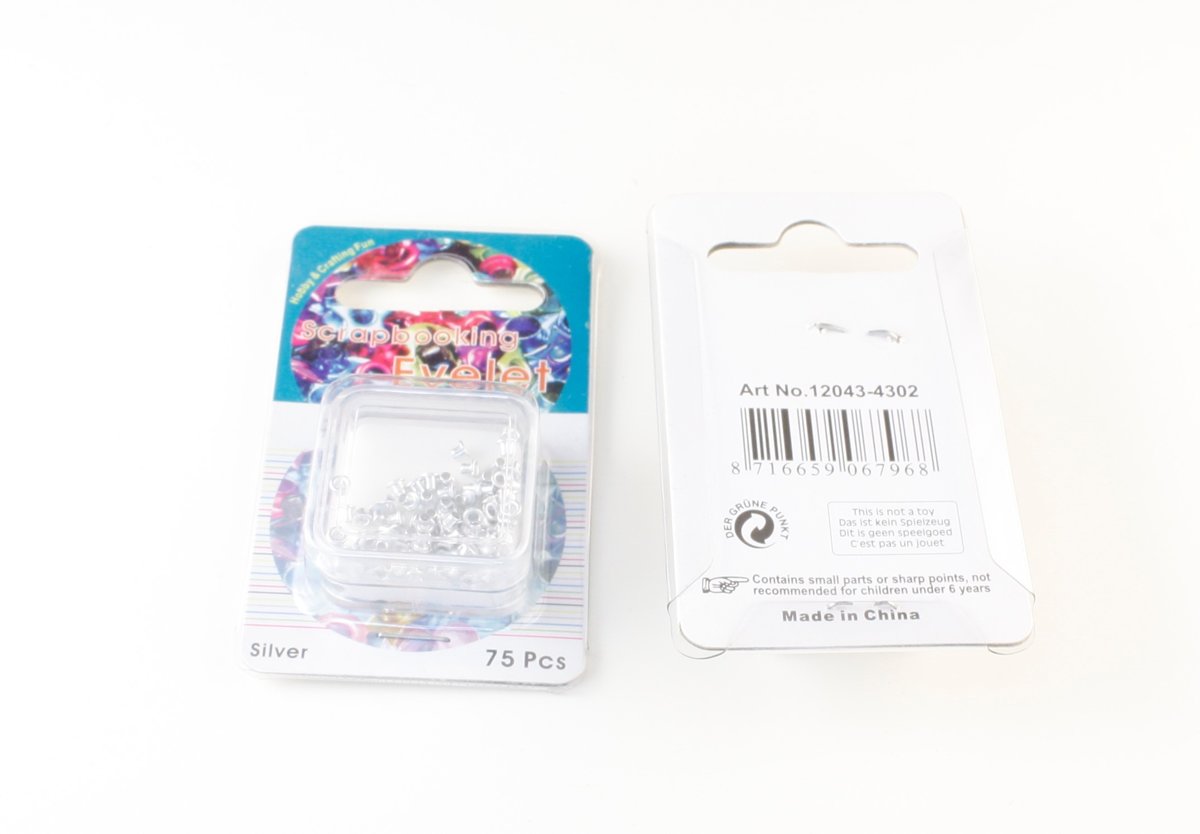 Scrapbooking Eyelet Rond 1.1mm 75 stuks Zilver