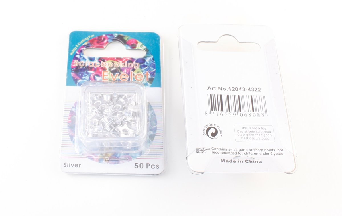 Scrapbooking Eyelet Ster  8mm 50 stuks Zilver
