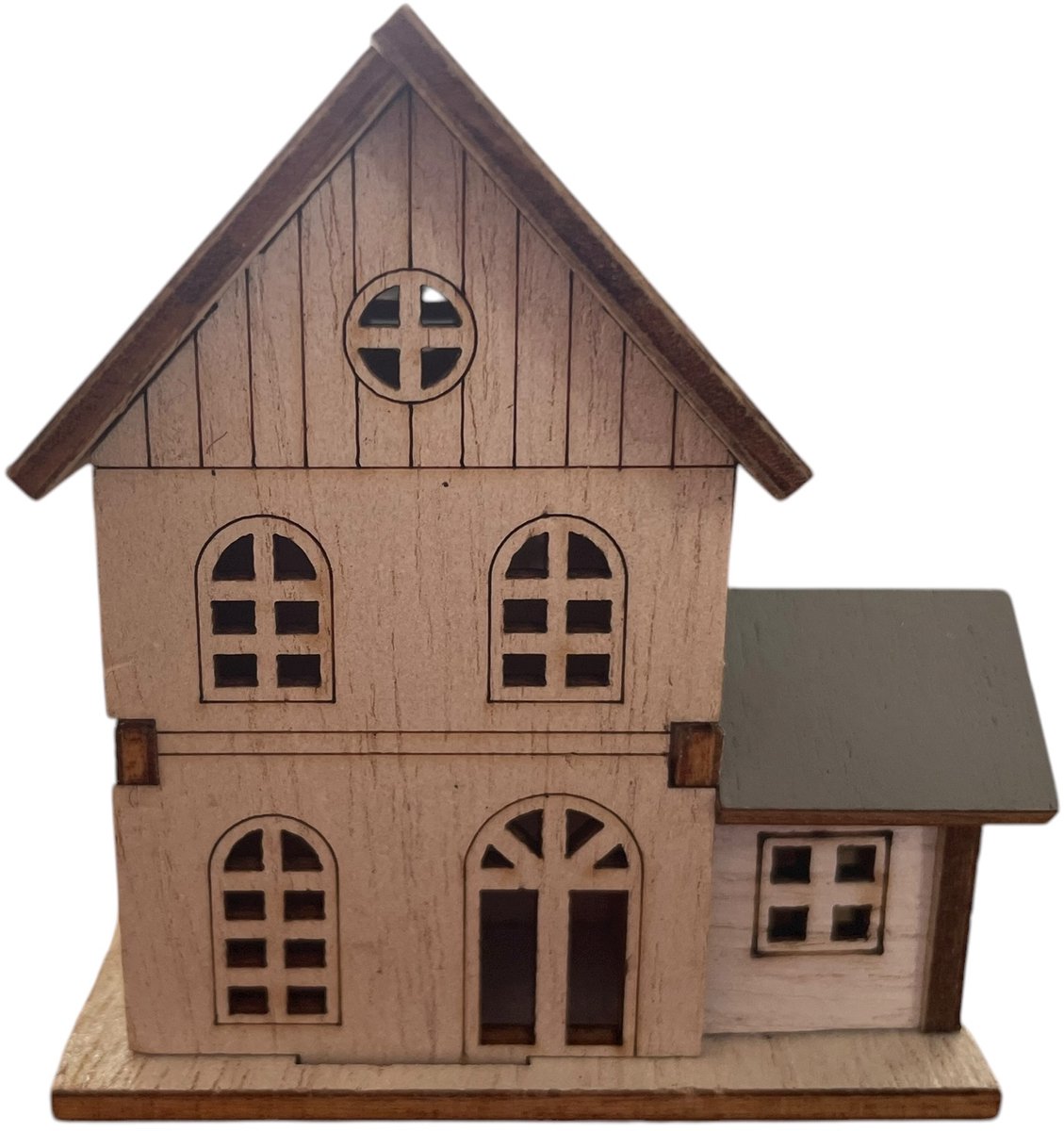 3 Houten huisjes nr. 1 afmeting 5 x 4 x 3 cm