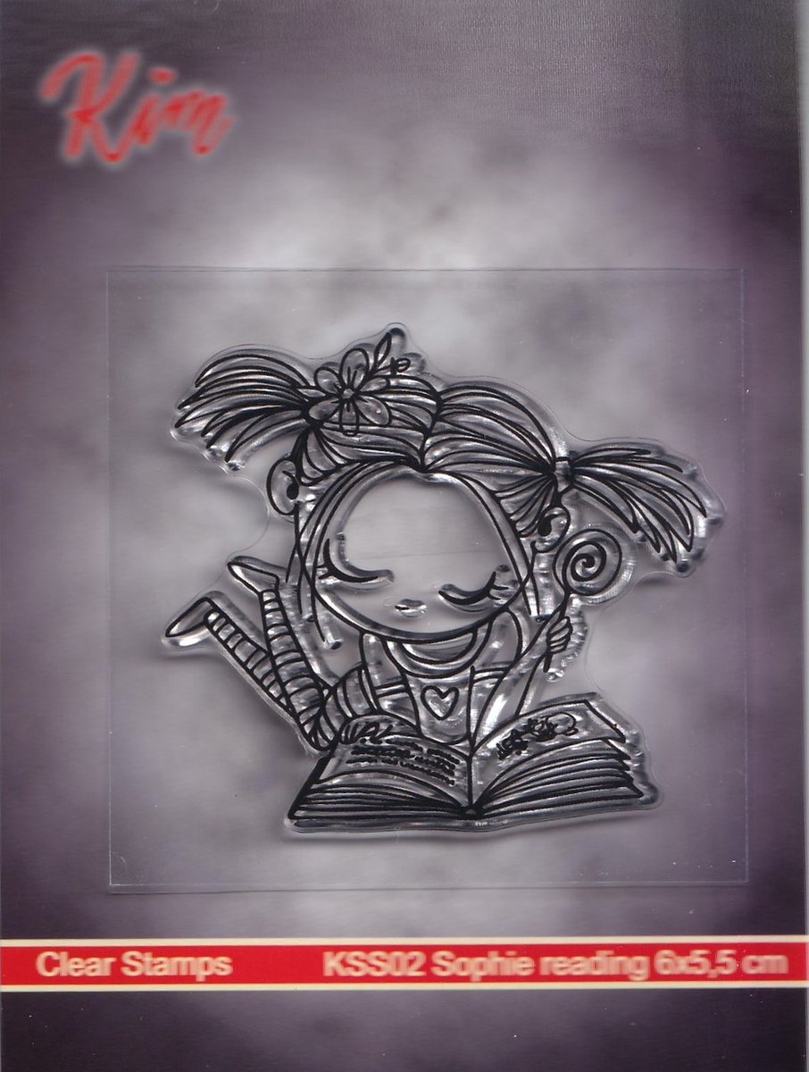 KSS02 Hobby Holland stempel - Sophie reading - diploma geslaagd clear stamp - meisje lezen boek school relax - nellie snellen