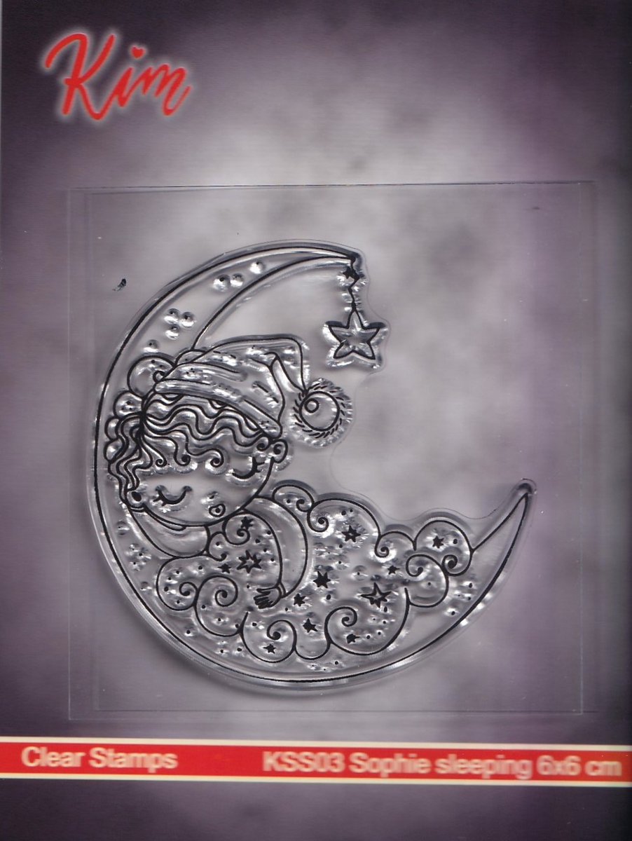 KSS03 Hobby Holland stempel - Sophie sleeping - Kim clearstamp - baby slapen maan ster - geboorte - meisje - jongen - nellie snellen