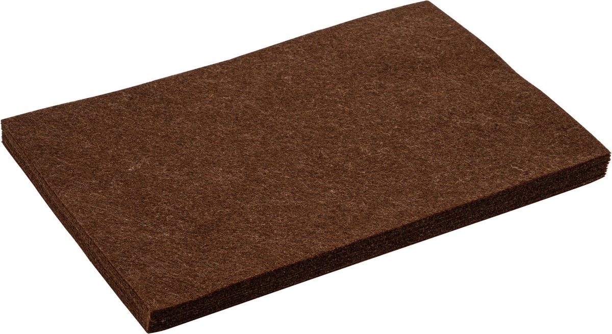 Vilt 20 x 30 cm 1 mm donkerbruin- pak à 10 stuks