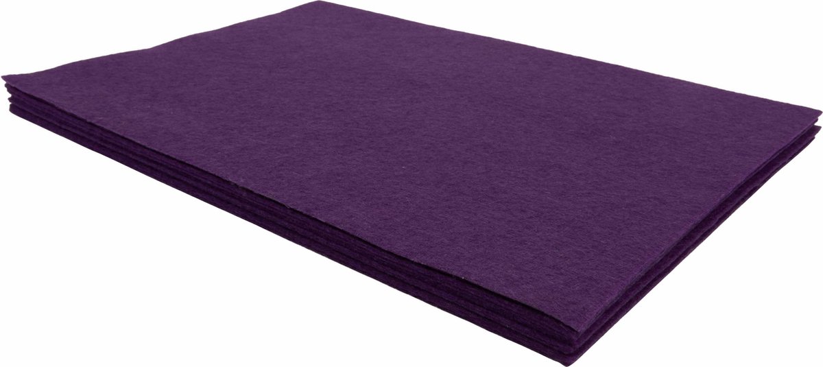 Vilt 20 x 30 cm 1 mm paars- pak à 10 stuks