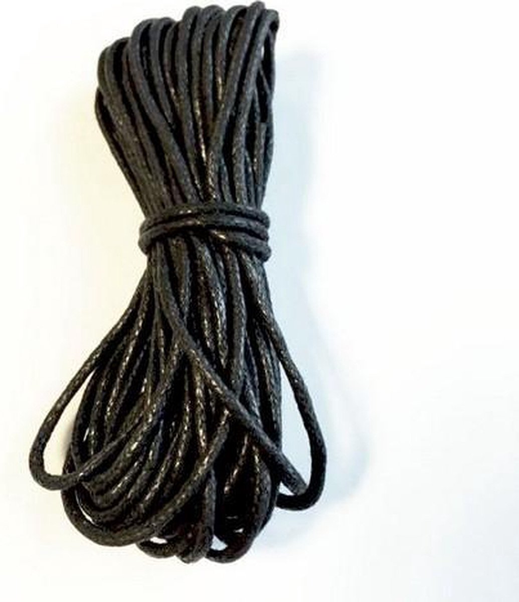 Waxed katoen koord rond 1,5 mm zwart 5m 12367-6702