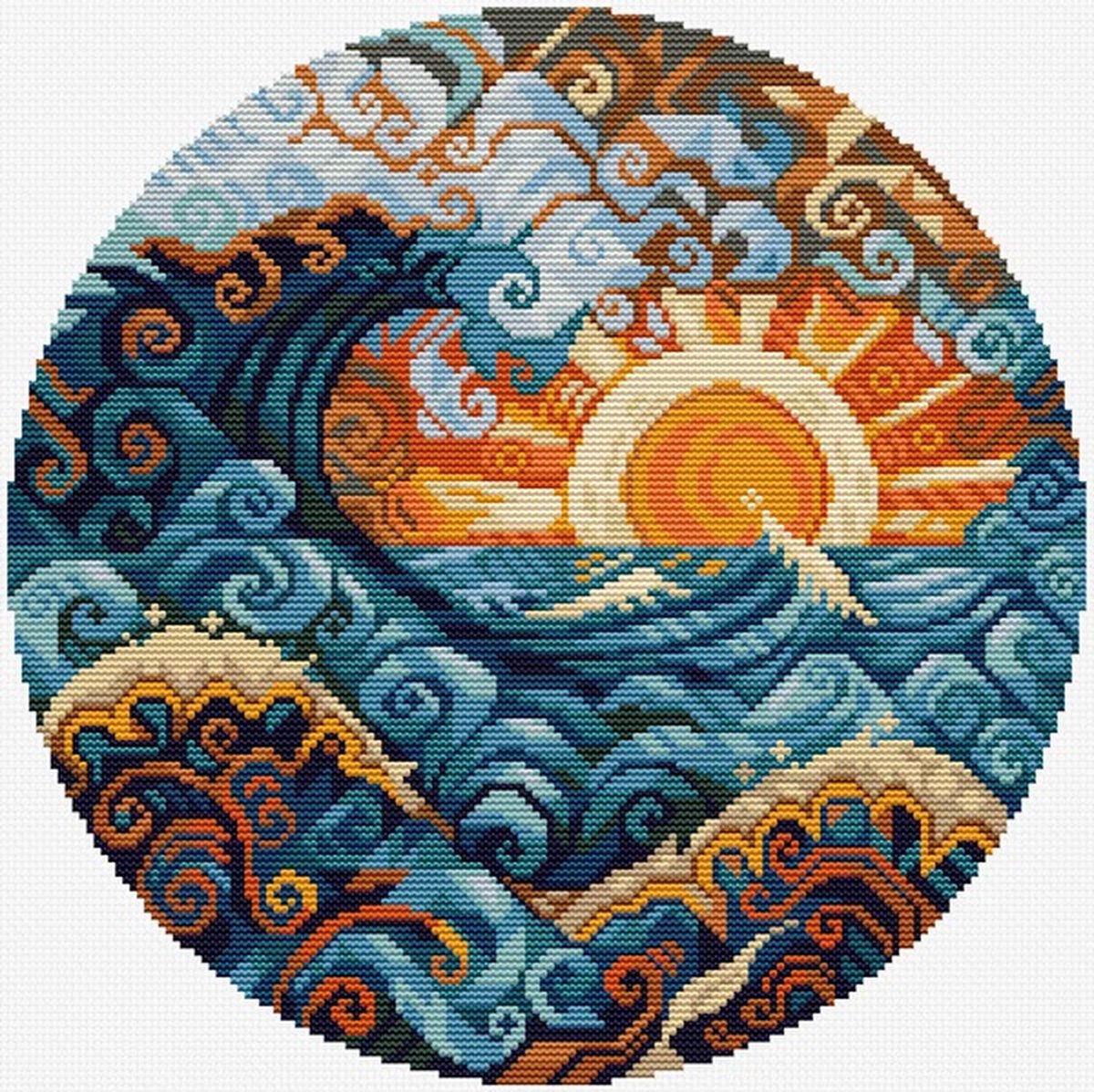 Borduurpakket HobbyJobby - Art Nouveau Océan - Art Nouveau Oceaan