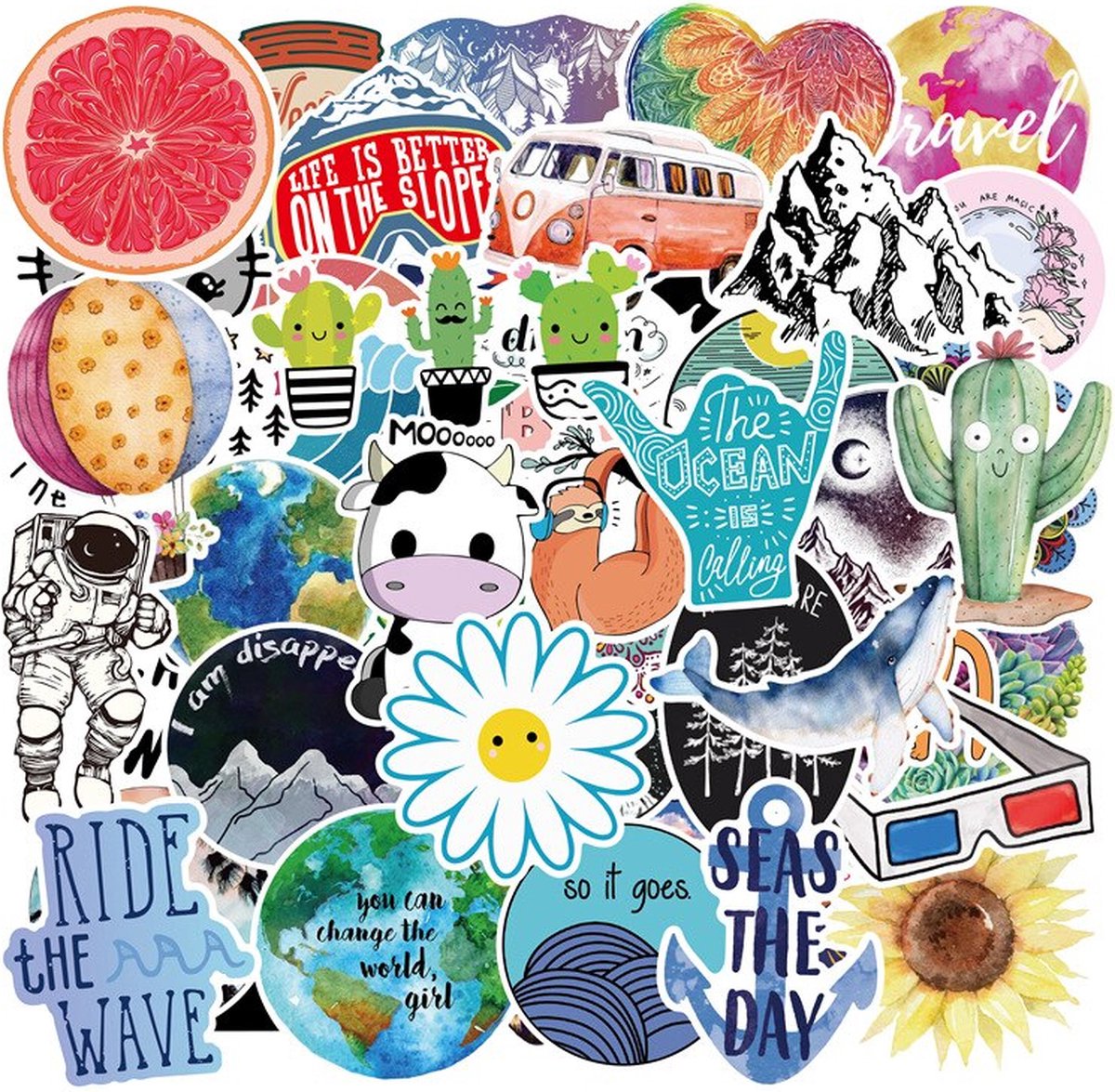 VSCO stickers - 53 stickers - VSCO - Aesthetic stickers - VSCO girl - Bullet journal producten - Bullet journal stickers - Stickers volwassenen - Stickers kinderen - Laptop stickers