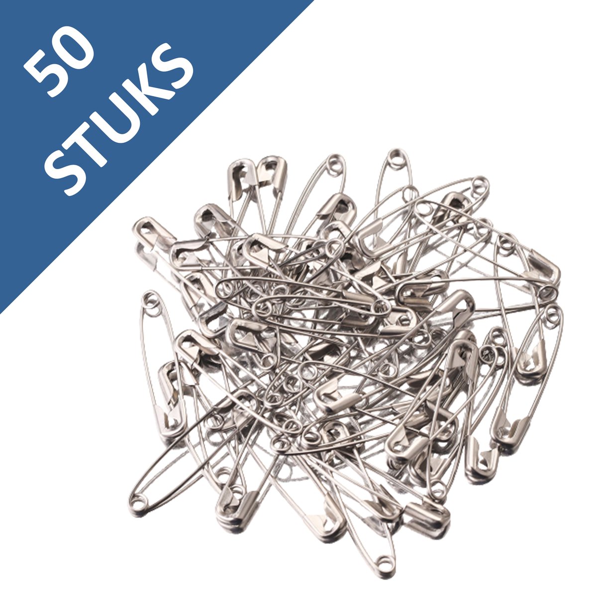 Veiligheidsspelden Met Beschermkap - 50 Stuks - Zilver - 28mm