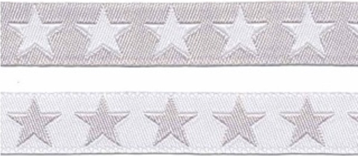 Hobbyband - Sierband - Lint - Sterren grijs - 2-zijdig - 12mm - 5 Meter per rol