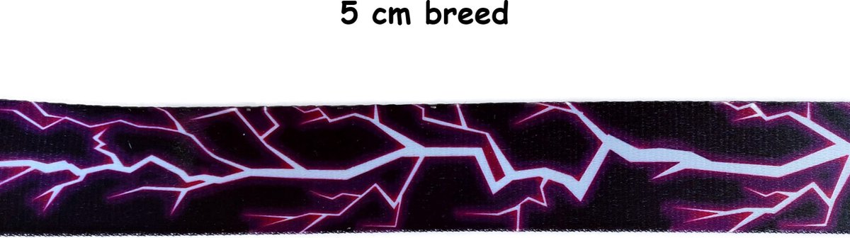 Tassenband - 3 meter - 50 mm breed - Zwart paars bliksem -   - Nylonband - Banden - Polyesterband - PP band - Hobby - Naaien