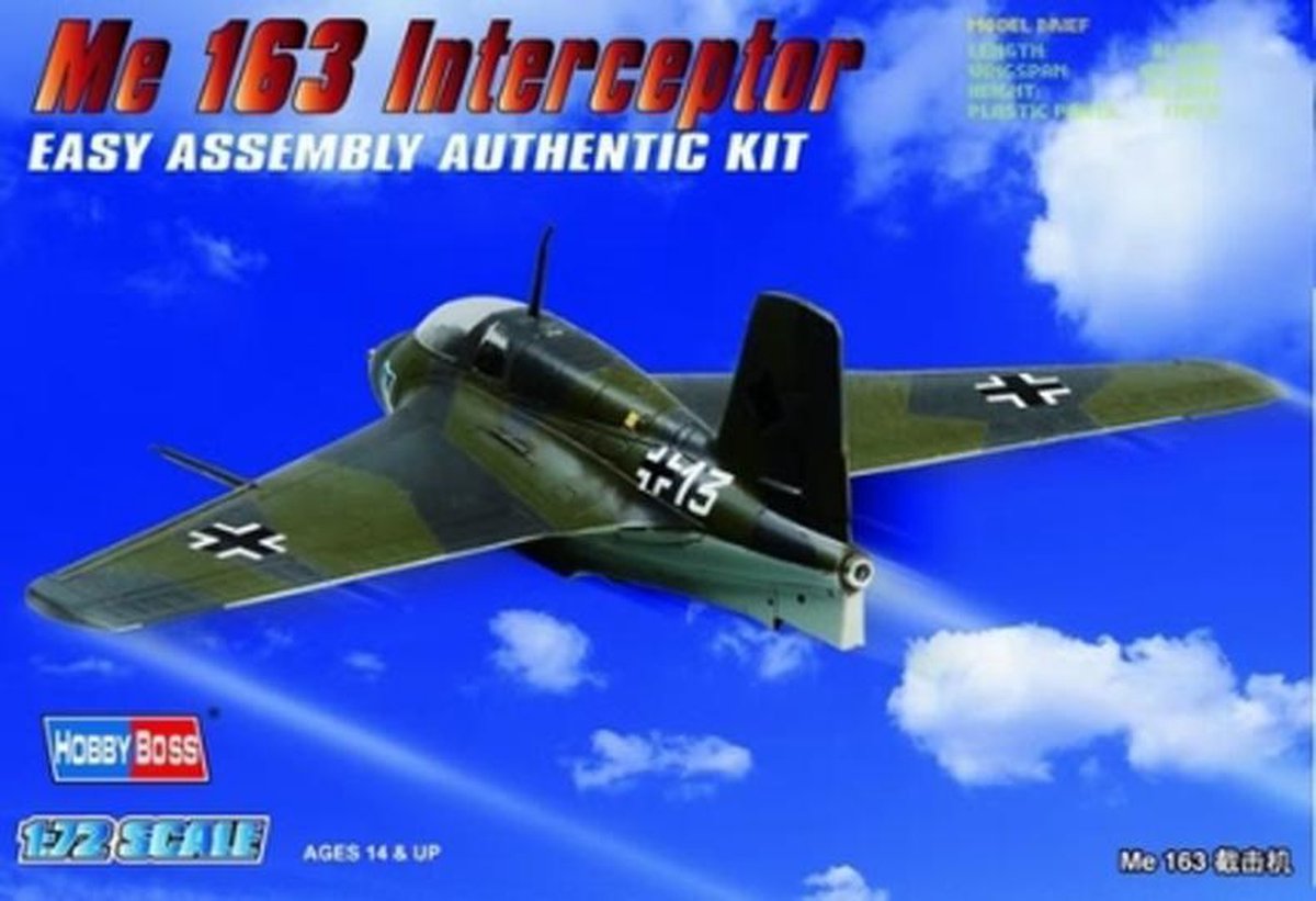 1:72 HobbyBoss 80238 German ME163B-1A Komet Fighter Interceptor Plastic kit