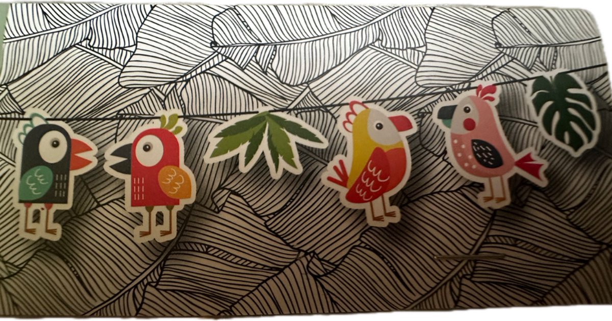 Slinger - Vogels - Blaadjes - 3 meter lang - 15 onderdelen - Met touw - Papieren slinger