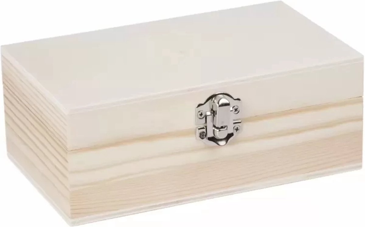 Hobbygroep houten kist knutseldoos met klepdeksel 17x10x7cm decoratie.