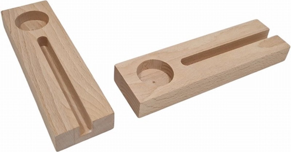 Hobbygroep tegelhouder beukenhout waxinelichthouder decoratie 21x6x2,5 cm.