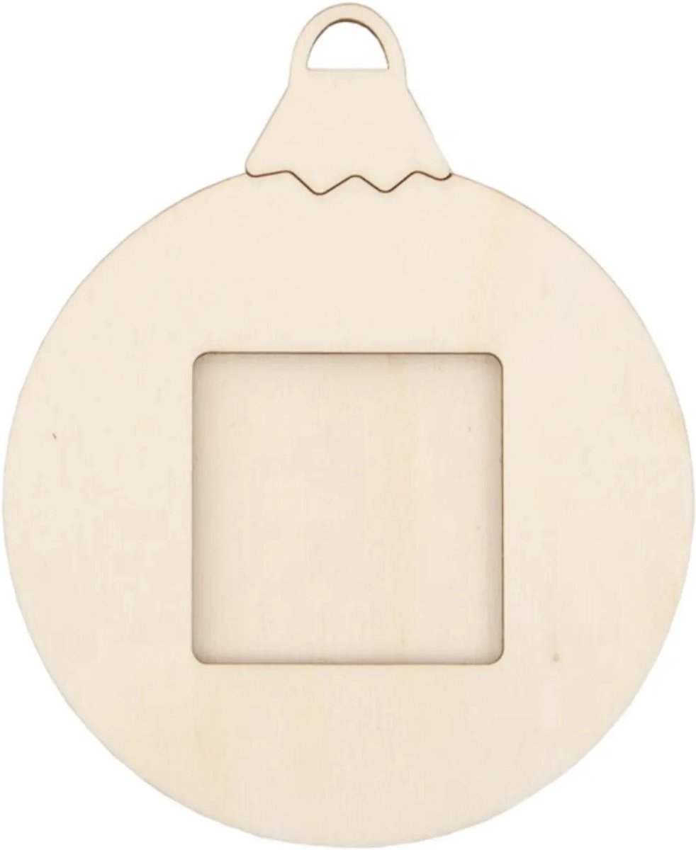 Houten Foto Kerstbal 9x11 cm 6 stuks