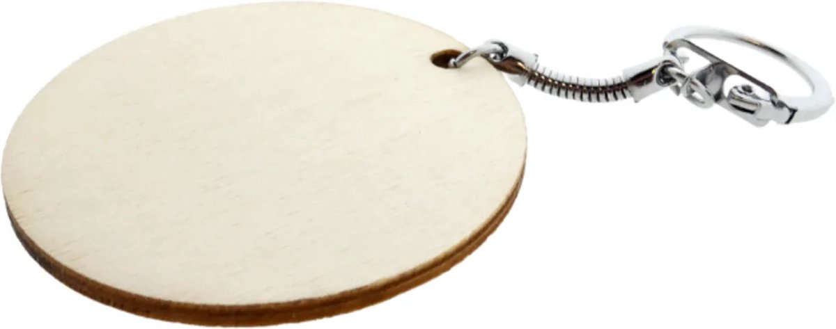 Houten Sleutelhangers Cirkel 6 cm 12 stuks