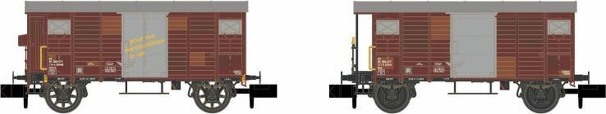 Hobbytrain - 2tlg. Set Ged. Guterwagen K2 Sbb Braun Ep.iv - HOB-H24202