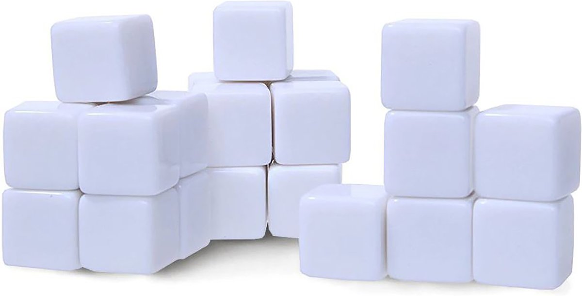 Blanco Dobbelstenen - Beschrijfbaar - 6 Stuks - 14 x 14 x 14 mm - Wit