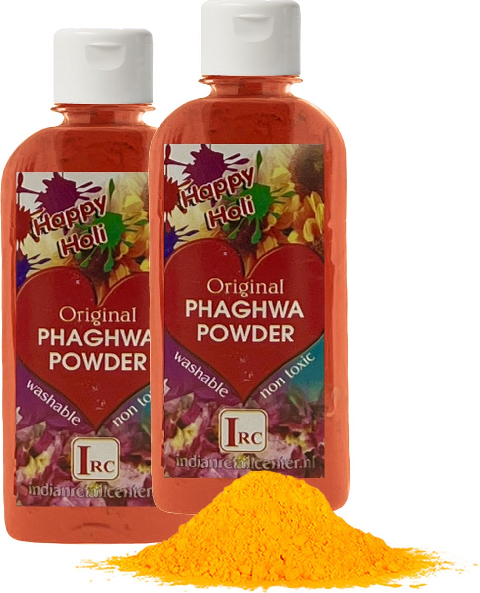 Holi Poeder - Festival Kleurenpoeder - Phaghwa Powder - In Spuitfles - Oranje - 2 Stuks