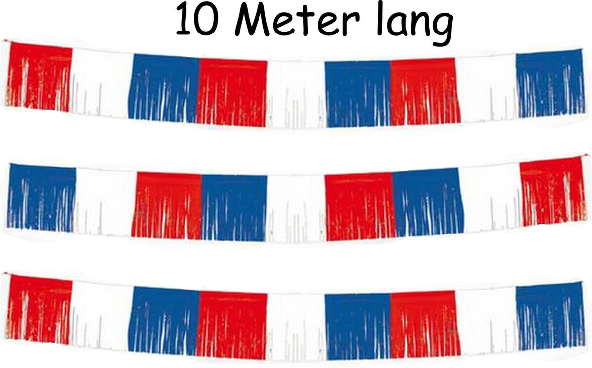 Rood Wit Blauw Franje Slinger  - 10 Meter lang