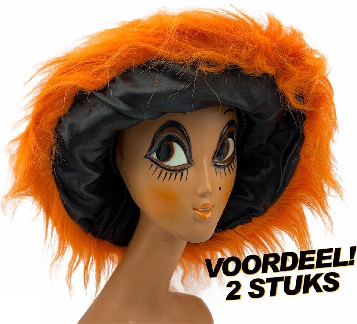 2 STUKS - Oranje Hairy Hoed met zwarte binnenvoering - EK / WK voetbal - Koningsdag - F1 - Darts - Holland - Nederlands Elftal