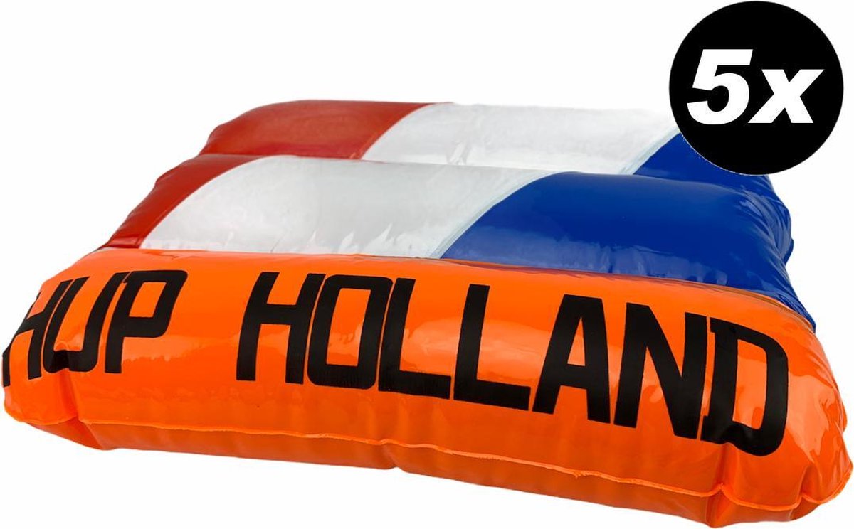 5 stuks - Opblaasbaar kussen Hup Holland - WK en EK voetbal - voordeelverpakking