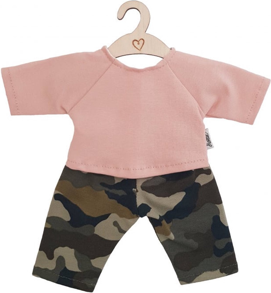 Poppenbroek en -shirt camoufl dusty rose