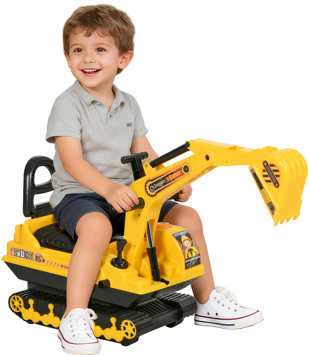 HOMCOM Kids Ride-on Construction Car PP 78L x 24B x 58,5H cm Gelb