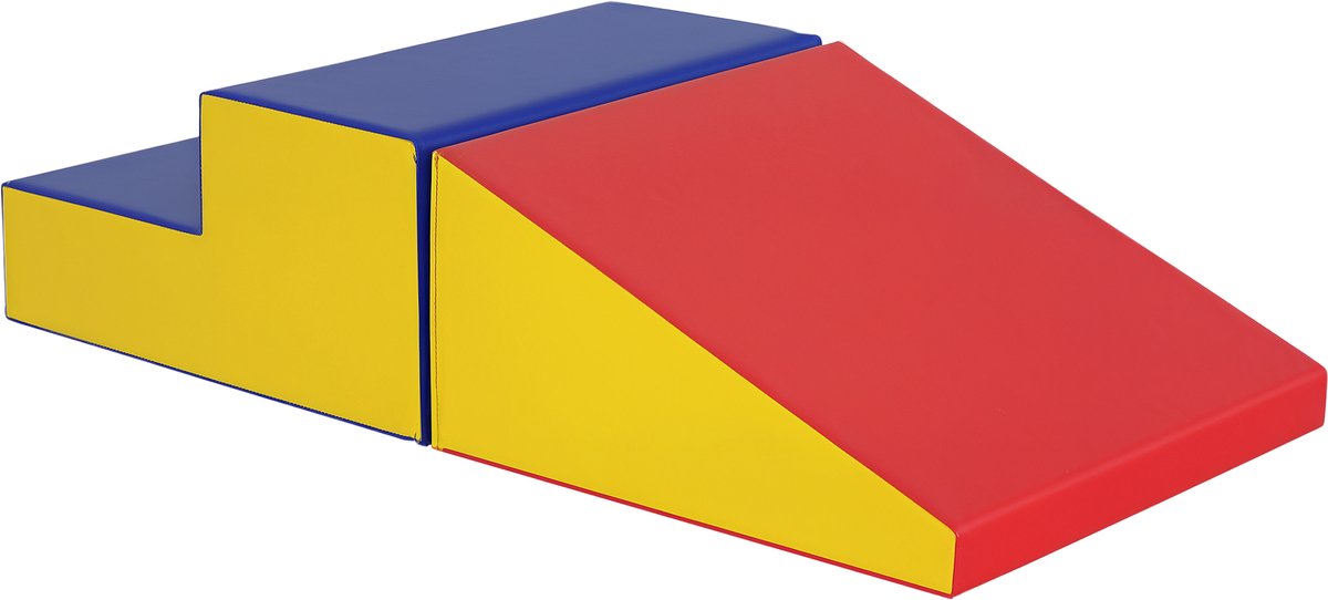 HOMCOM-Kids Soft Play Set-50x50x25cm-Polyurethaan-Rood, geel en blauw