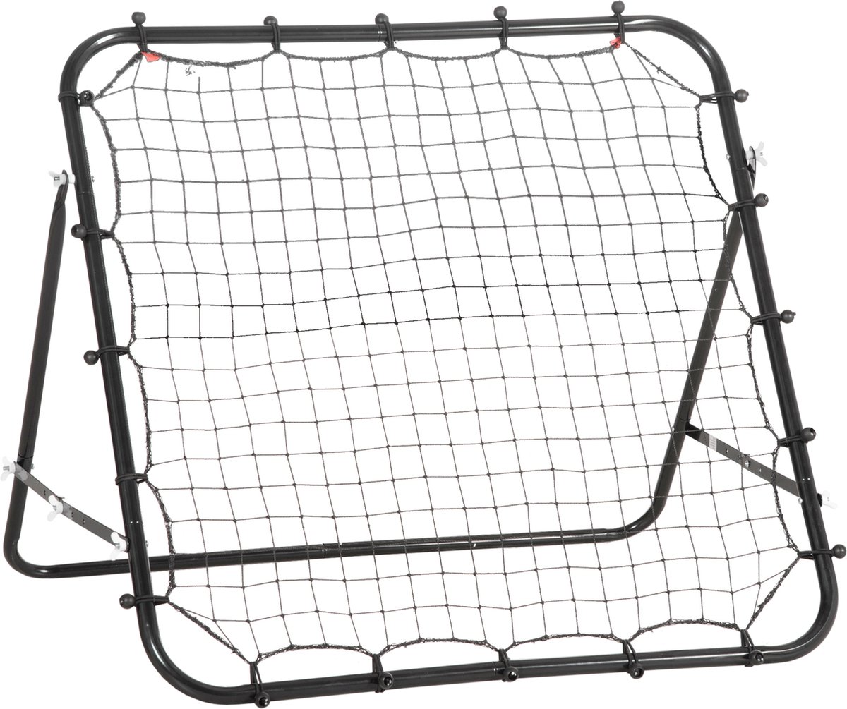 HOMCOM Voetbal rebounder kickback goal reboundmuur trainingsnet staal 75 x 126 cm A62-012