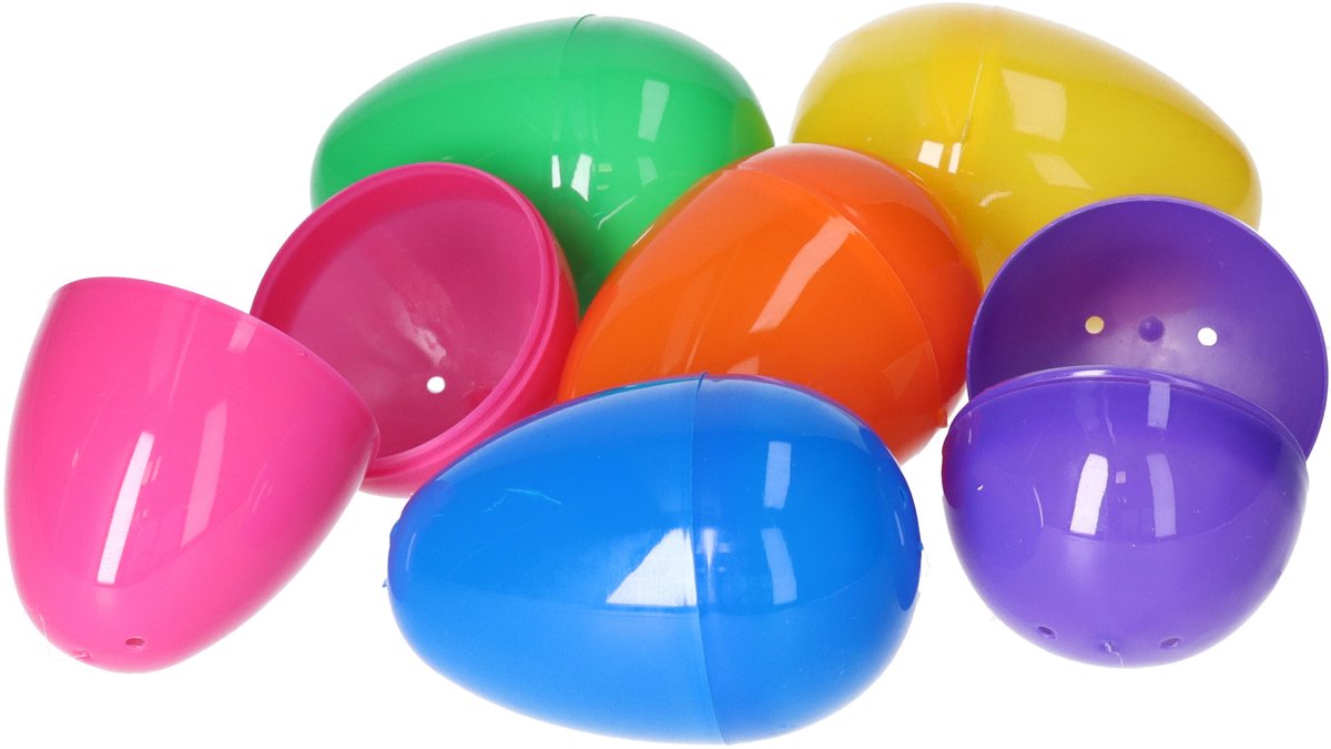 Home & Styling Hobby plastic paaseieren - 8 cm - 12x stuks - kleurenmix - Paasdecoratie - paaseieren