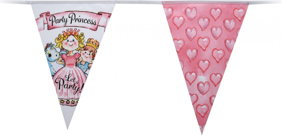 Home & Styling Vlaggenlijn Prinsessen 3,5 Meter Roze/wit
