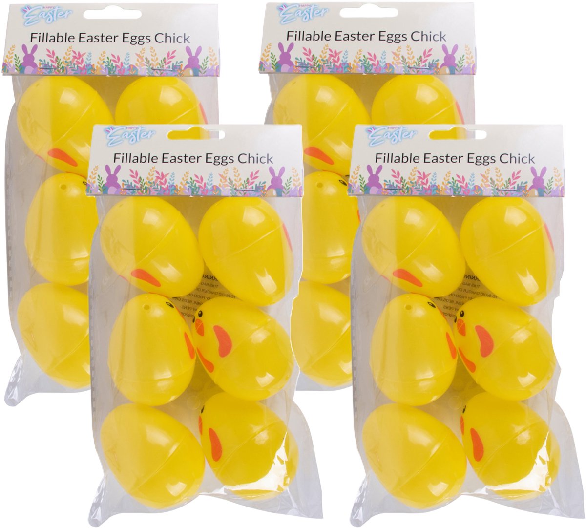 Home & Styling Vulbare hobby kunststof paaseieren - 8 cm - 24x stuks - kuikens geel - Paasdecoraties
