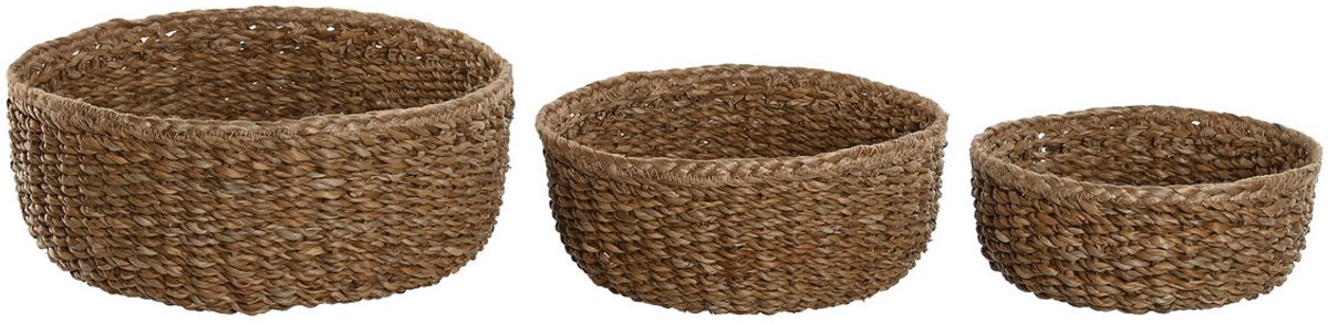 Basket spelset Home ESPRIT Natuurlijk Natuurlijke Vezel Boho 30 x 30 x 13 cm (3 Onderdelen)