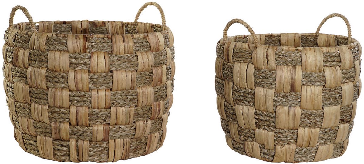 Basket spelset Home ESPRIT Natuurlijk Zeegras Natuurlijke Vezel Boho 43 x 43 x 39 cm (2 Onderdelen)