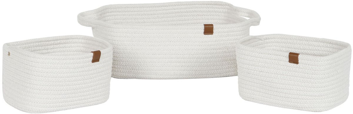Basket spelset Home ESPRIT Wit Modern 34 x 25 x 14 cm (3 Onderdelen)