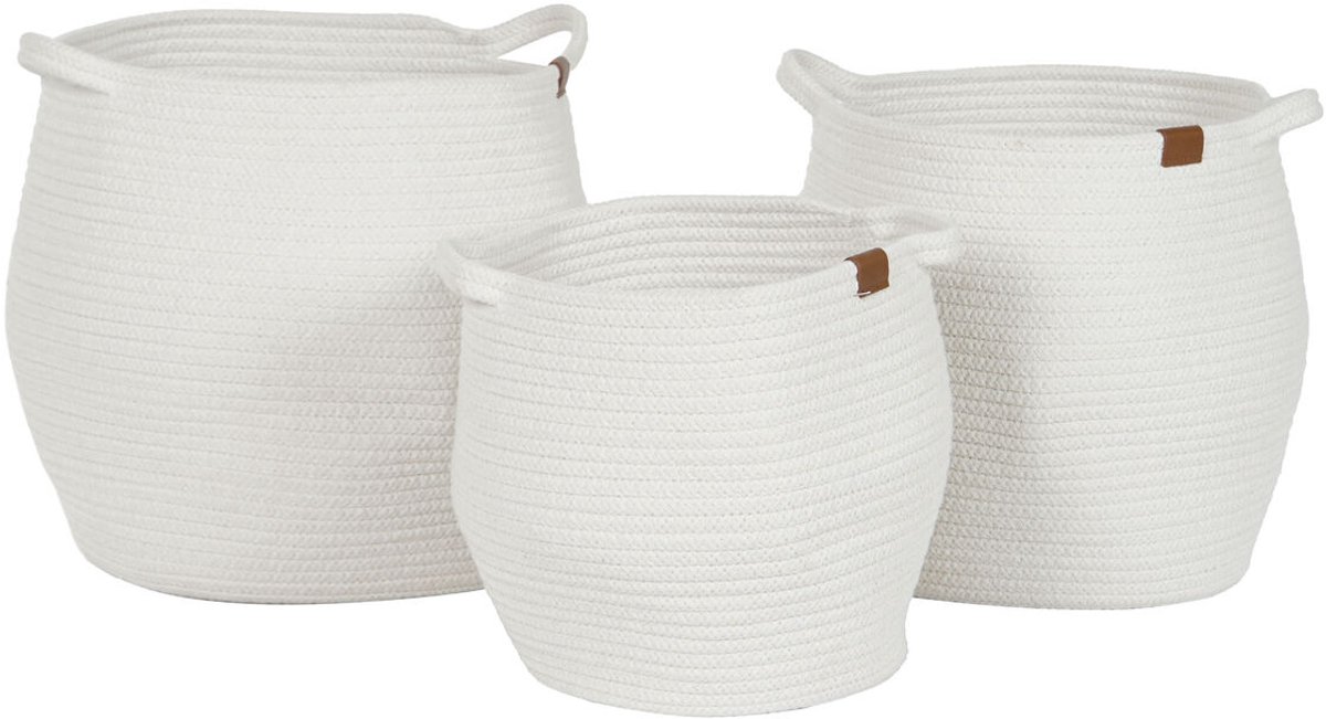 Basket spelset Home ESPRIT Wit Modern 34 x 34 x 34 cm (3 Onderdelen)