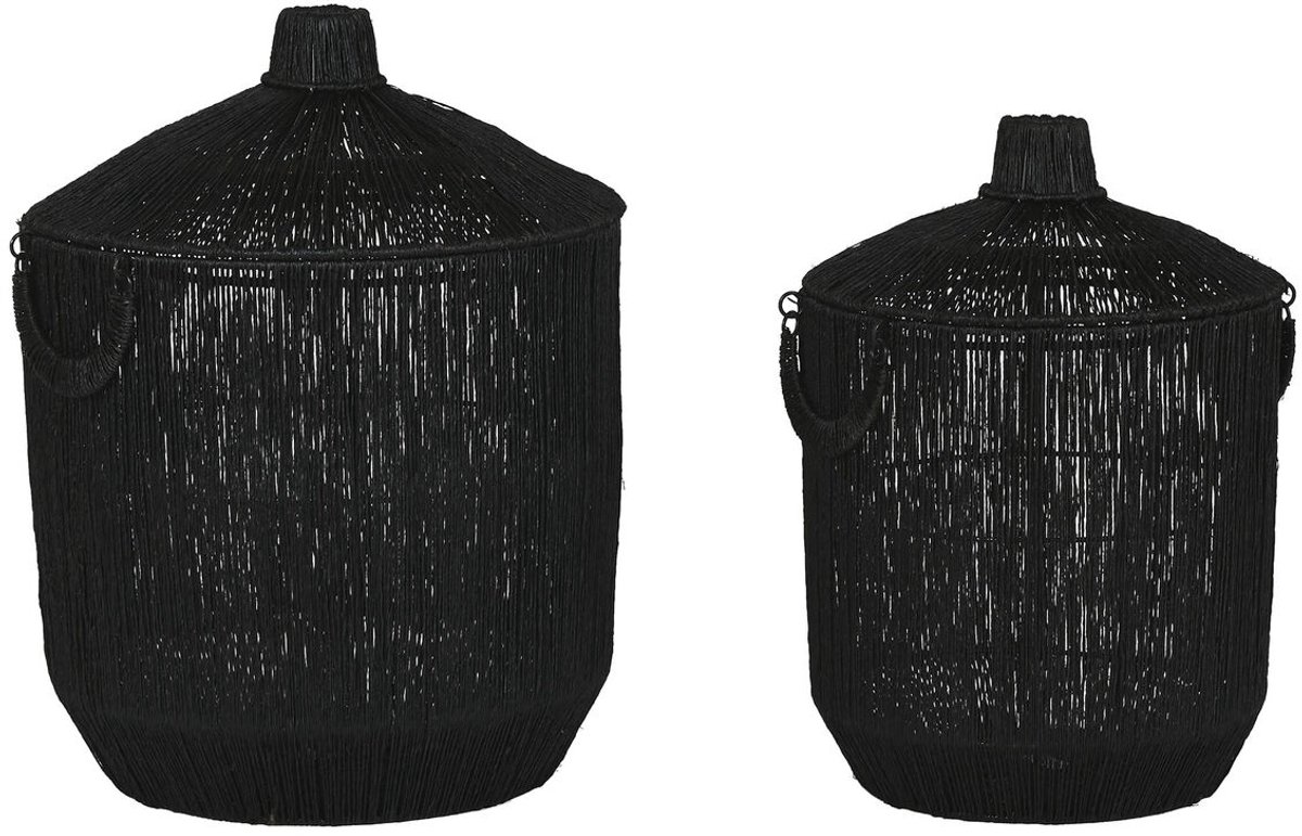 Basket spelset Home ESPRIT Zwart Jute Metaal (2 Onderdelen)