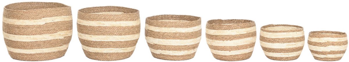 Decoratieve Doos Home ESPRIT Crème Natuurlijk Natuurlijke Vezel