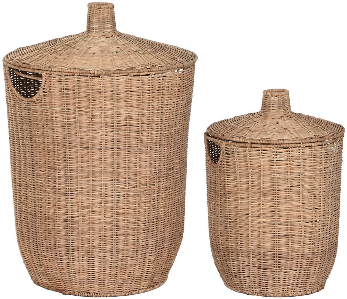 Decoratieve Doos Home ESPRIT Natuurlijk Metaal Tropisch (2 Onderdelen)