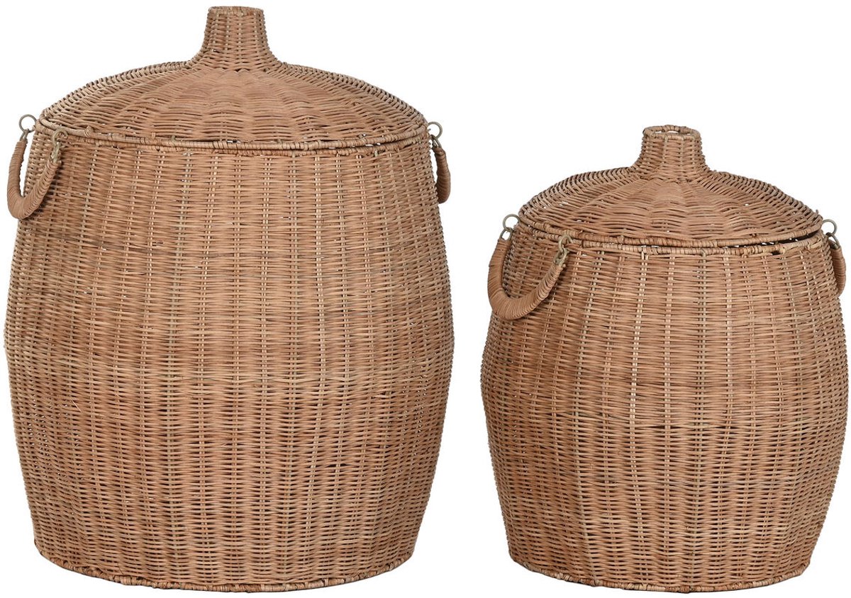 Decoratieve Doos Home ESPRIT Natuurlijk Metaal Tropisch (2 Onderdelen)