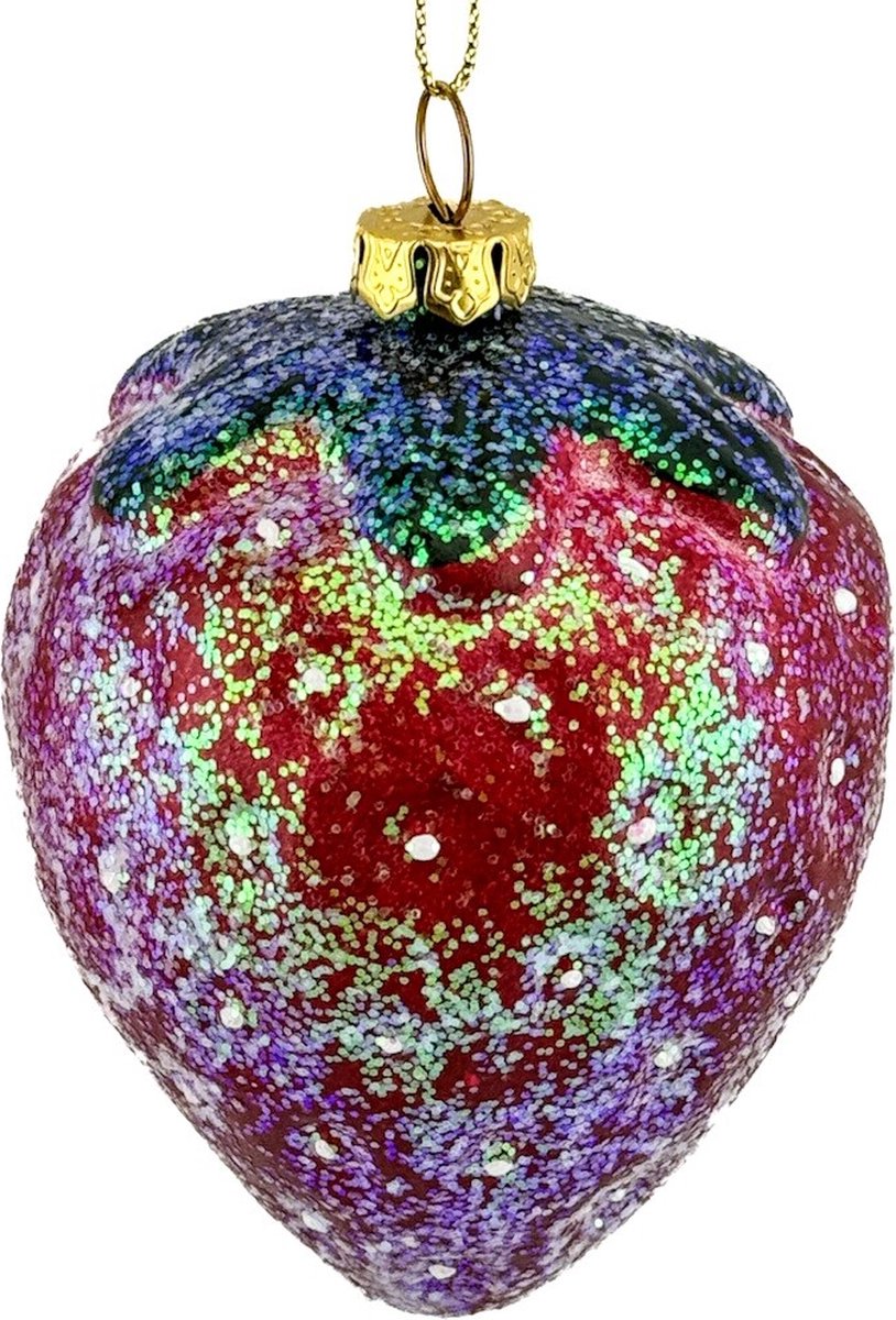Kersthanger aardbei glitter