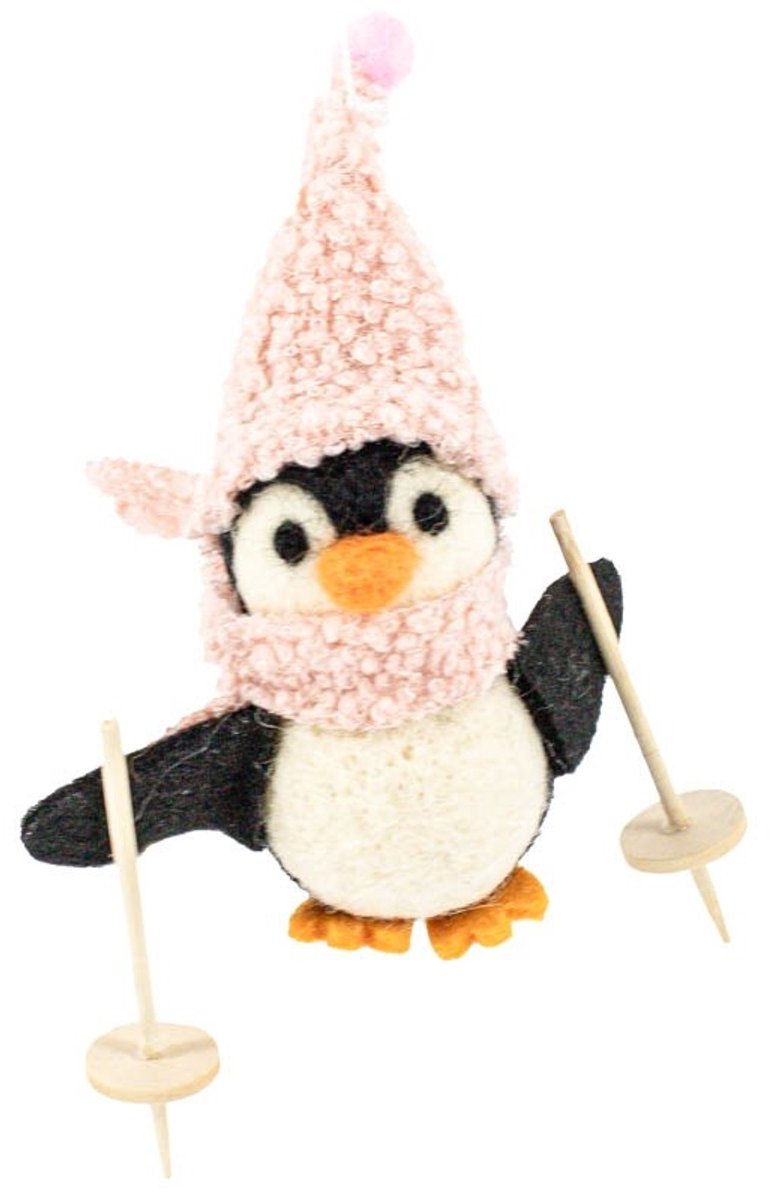 Wollen hanger pinguin stokken