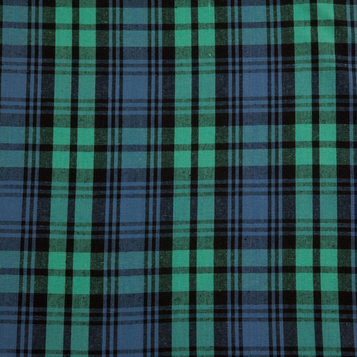 Homescapes Geruit katoenen stof Zwart horloge - verkocht per meter tartanpatroon blauwgroen, 150 cm breed