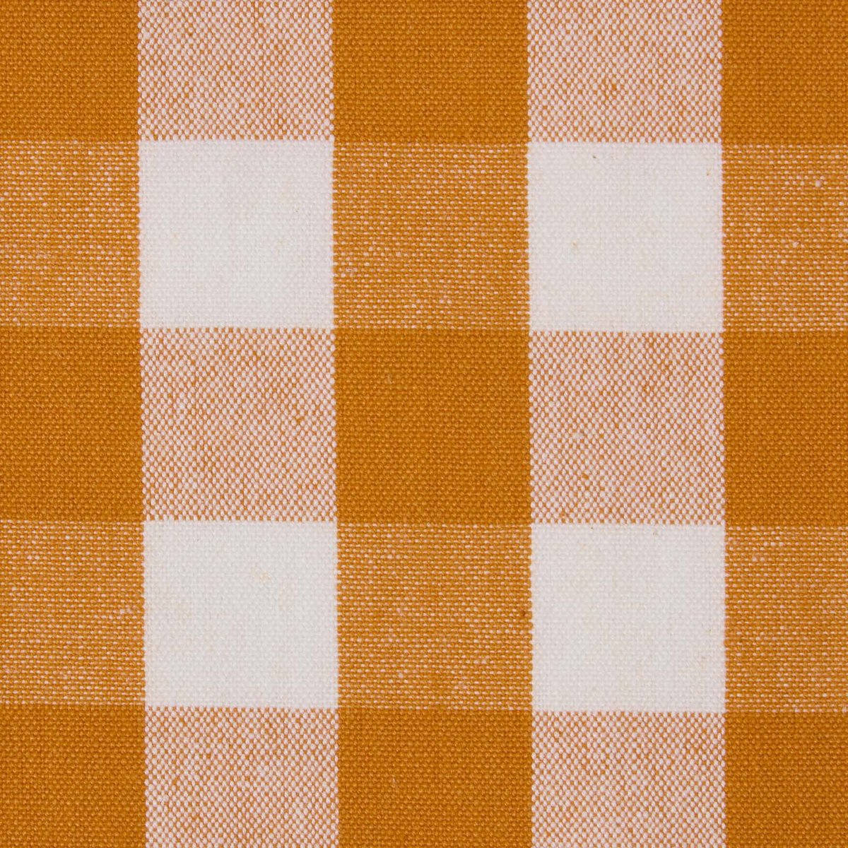 Homescapes Grote geruite katoenen stof oranje en wit - verkocht per meter, 150 cm breed