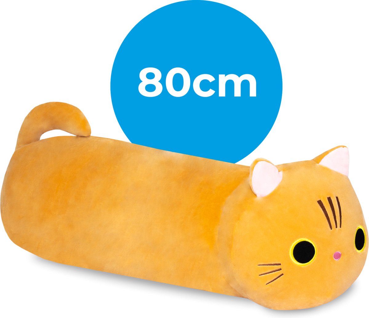 Lieve lange Kat - Zachte knuffel - 80cm lang - Oranje - Heerlijk om tegen aan te liggen - Hoogwaardig pluche