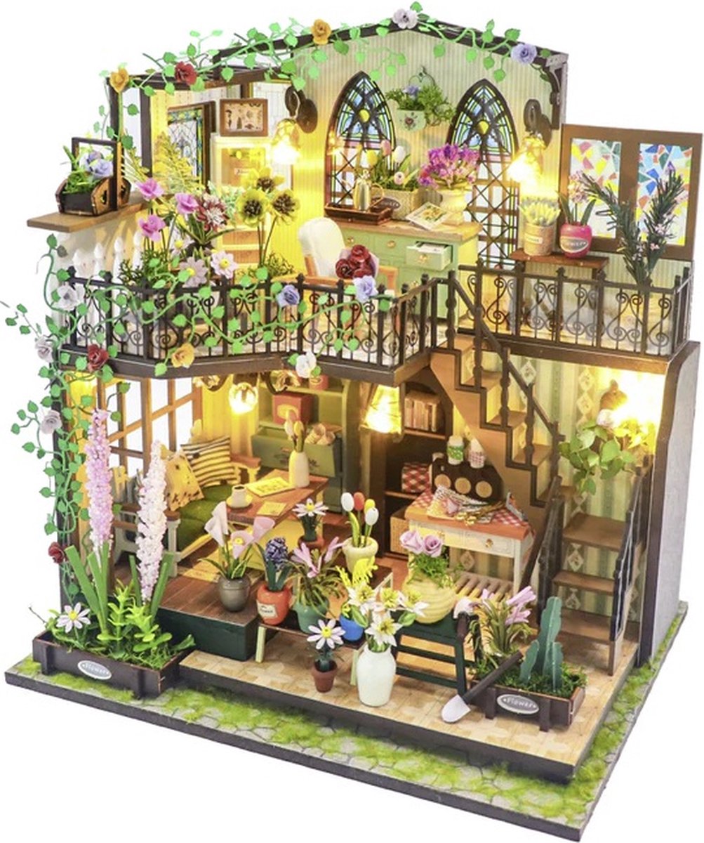 Hongda DIY Miniatuur Huisjes - Modelbouwpakket - Houten Modelbouw - Voor Volwassenen (14+) - Poppenhuis - DIY - Darcy Flower House (M2322)