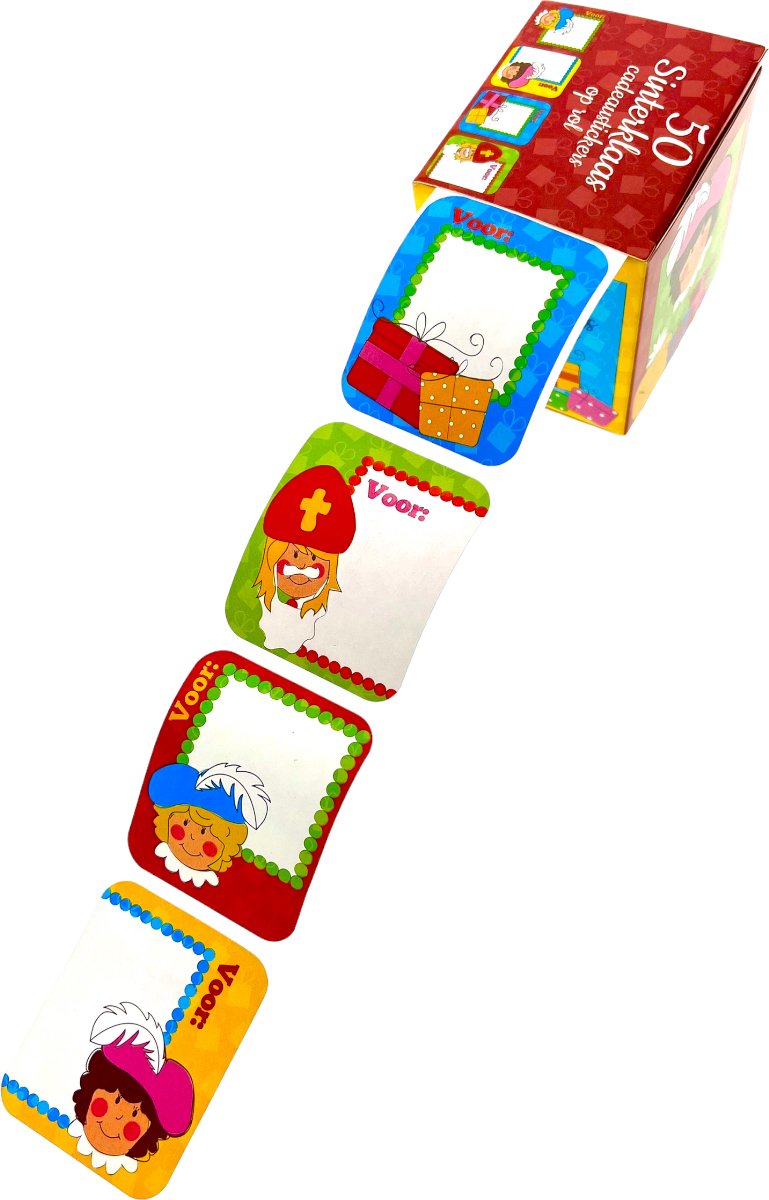 50x Sinterklaas cadeau stickers op rol - Kado naamstickers Sint thema - Labelstickers